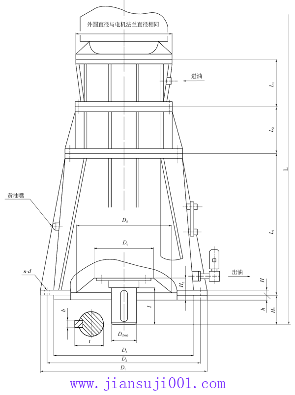 NGW-LDF型立式行星齒輪減速器兩級(jí)外形尺寸