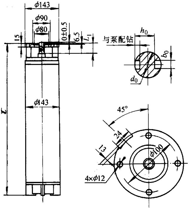 YQS系列井用潛水三相異步電動(dòng)機(jī)外形及安裝尺寸