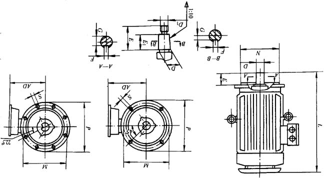 YZ2系列起重及冶金用三相異步電動(dòng)機(jī)外形尺寸