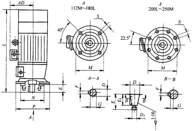 YZRE系列起重及冶金用繞線轉(zhuǎn)子制凍三相異步電動(dòng)機(jī)外形尺寸